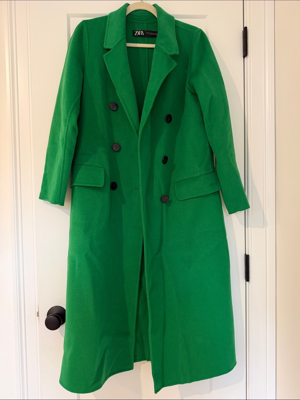 Zara Double-Breasted Bright Green Trench Coat
